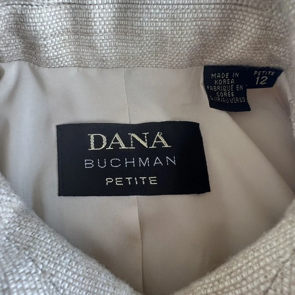 Dana Buchman Vintage Women's Blazer Size 12P Beige/Tan Lined Wool Blend - Picture 7 of 8
